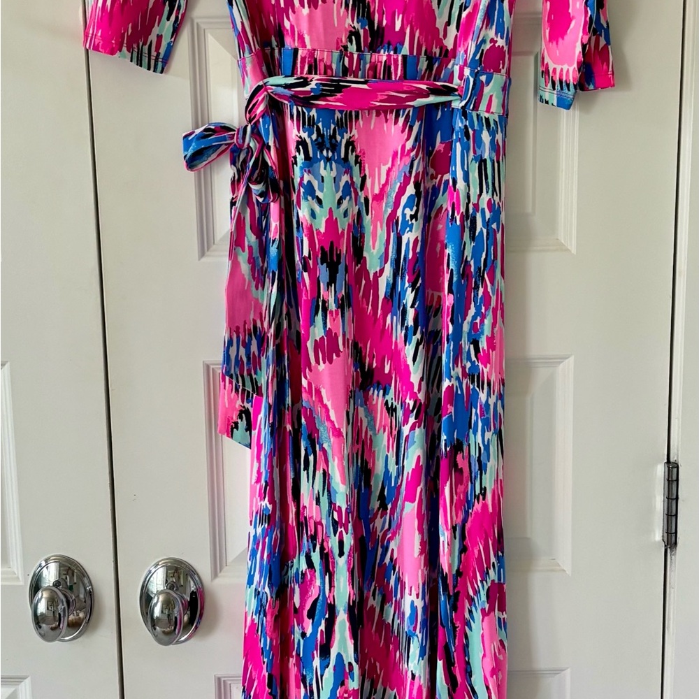 Lilly Pulitzer Pink and Blue Striped Wrap Dress
